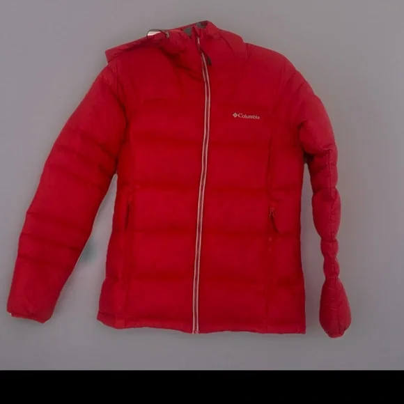 Columbia Omni Heat Womens Small Red Hooded Down PufferJacket Reflective Lining - Picture 4 of 11